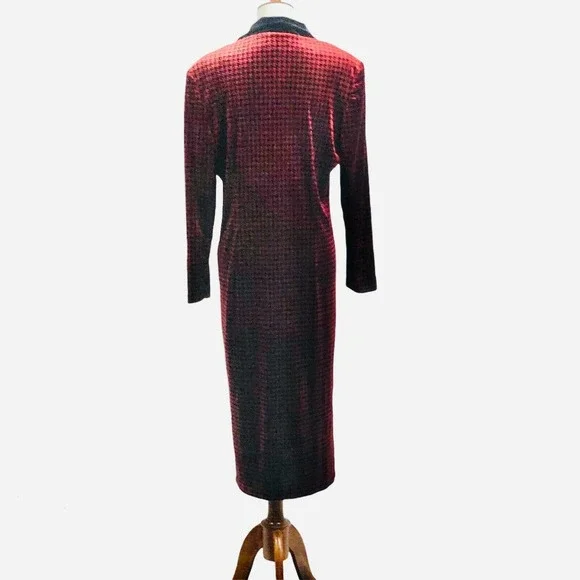 Coldwater Creek Velvet Duster Houndstooth Maxi Coat - Picture 6 of 9